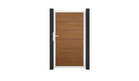 100 cm breites Einzeltor aus pflegeleichtem PVC im Holzdekor Golden Oak - Rahmen aus Aluminium