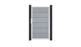 PVC Einzeltür passend zum Premium Steckzaun in 100 cm Breite. Farbe: Silbergrau