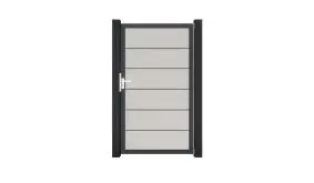 PVC Steckzaun Einzeltor im Maß 180 x 180 cm in der Farbe Weiß. Rahmen: Anthrazit