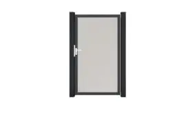 PVC Steckzauntür in Weiß mit umlaufendem Alurahmen in Anthrazit. Maß: 100 x 180 cm