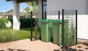 Sie erhalten Ihre Rankgitter Mülltonnenabtrennung in vier verschiedenen Ausführungen, das heißt in zwei kleinen 2er- und zwei großen 4er-Konstruktionen, jeweils verzinkt und beschichtet