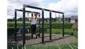 Reckstange Garten Maxi für Jung und Alt: Den Fitnessblock gibt es in 3 unterschiedlich ausgestatteten Modulen, jeweils druckimprägniert oder schwarz farbgrundiert