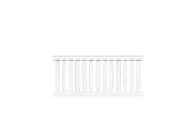 Zaunfeld mit den Maßen 200 x 90 cm in Weiß, aus Kunststoff mit 12 senkrechten Latten und Handlauf als Abschluss