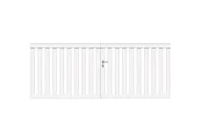 Hohes Doppeltor mit den lichten Maßen 308,5 x 120 cm in Weiß mit allem wichtigen Zubehör. Die Torpfosten bitte extra bestellen