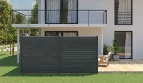 Für den Selbstbau: Rhombussichtschutz mit zwölf verschiedenen 120 / 180 x 180 cm Elementen in Anthrazit und Weiß 