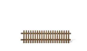 Senkrechtzaun aus brauner druckimprägnierter Kiefer/Fichte. 250x60cm. Lattenstärke: ca. 55 mm