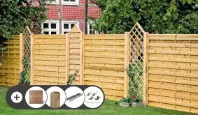 Sichtschutzzaun Berlin Massiv – schnell bestellt, fix geliefert! Einfach Länge, Höhe und Befestigung wählen – wir schicken das Komplettset inkl. Zubehör direkt zu Ihnen nach Hause.