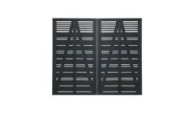 Doppeltor aus schwarz lasiertem Kiefern/ Fichtenholz mit dem Maße 200 x 170 cm ( B x H ) zur langjährigen Nutzung mit rostfreien Schrauben.