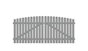 Wetterfestes Kunststoff Doppeltor mit Hochbogen, (RAL 7056), inkl. verstellbare Edelstahlbeschläge (6mm starke Ladenbänder vormontiert), Überwurf, Bodenriegel, Metallhülsen und Arretierung.