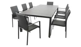 9-teilige Terrassen Sitzgruppe aus Aluminium vor weißem Hintergrund