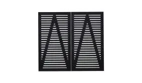 Ein Doppeltor mit diagonalen Verstärkungen gegen Verziehen in dem Maß 200 x 110 cm ( B x H ) aus der Rankgitter Tokyo Schwarz Serie.