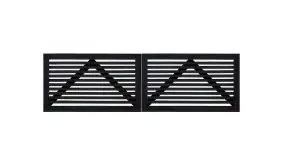 Schwarzes Doppeltor der Serie Tokyo mit dem Maß 300 x 90 cm ( B x H ) mit Querstrebenverstärkung für stabile und langjährige Nutzung.