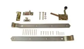 Der Torbeschlag Einzeltor ist ein kompletter Beschlagsatz für Halb- und Vollrahmenflügel aus Holz