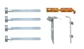 Torbeschlag D: Komplettsatz mit Überwurf, Bodenschieber, Auflaufbock, 4 x Langband 700 mm (verstellbar), Schrauben