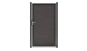 Universelles Einzeltor der Varde Serie in Anthrazit. Material: Robustes BPC (Bamboo Polymer Composite)