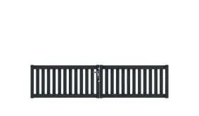 Doppeltor aus pflegeleichtem Aluminium, 300 x 70 cm, DIN-R, anthrazit, inkl. Torbänder, Schließblech, mittiger Torfeststeller, Arretierungen für Torflügel, Schloss mit Profilzylinder und Edelstahl-Drückergarnitur