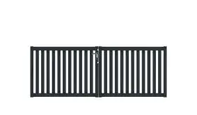 Wetterfestes Doppeltor aus Aluminium, 300 x 110 cm, DIN-R, anthrazit, inkl. Torbänder, Schließblech, mittiger Torfeststeller, Arretierungen für Torflügel, Schloss mit Profilzylinder und Edelstahl-Drückergarnitur