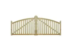 Doppeltor der Ligno Zaunserie aus druckimprägniertem Kiefern- Fichtenholz. Maße: 300 x 88 auf 118 cm.