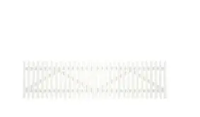  Das Doppeltor Skagen ist zweimal farbgrundiert inder Farbe Weiß und zusätzlich mit einem Holzschutzmittel bearbeitet. Mit dem Maß: 300 x 80 cm