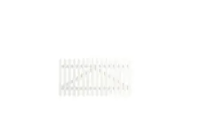 Das zweimal farbgrundierte und mit Holzschutzmittel verdelte breite Tor mit dem Maß: 150 x 80 cm.