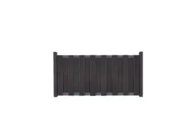 Pflegeleichter Vorgartenzaun aus wetterfestem BPC. Lamellen und Querriegel in Anthrazit