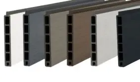 In 6 Farben verfügbar: Co-extrudierte 179 x 15 x 2 cm WPC Lamellen mit Nut-Feder-Verbindung für Steckzäune