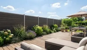 Für den pflegeleichten und strapazierfähigen WPC Sichtschutzzaun ist eine natürliche Holzoptik charakteristisch. Dennoch ist die Oberfläche homogener als bei Holz