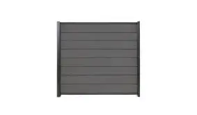 Das WPC Zaunset zum Sonderpreis beinhaltet 8 Stk. Lamellen in Anthrazit, 7 Zwischenleisten, Start- und Abschlussleisten in Anthrazit 