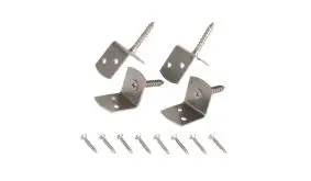 Zur Fixierung am Zaunelement benötigen Sie pro Winkel zwei Holzschrauben (im Lieferumfang enthalten)