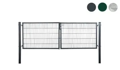 Für Grundstücks- und Hofeinfahrten: Das 3000 / 4000 mm breite 6/5/6 Doppelstabmatten Tor Eco gibt es in Höhen von 800 bis 2000 mm