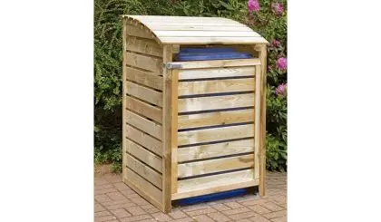 Optisch attraktive 75 x 90 x 120 cm Einzel-Mülltonnenbox aus Kiefer/Fichte (KDI) für einen 240-Liter-Abfallbehälter