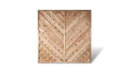 Ein Holzsichtschutz der Serie Berlin Diagonal mit einem Maß von 180 x 180cm Ein Holzsichtschutz der Serie Berlin Diagonal mit einem Maß von 180 x 180cm