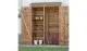 Bringt Ordnung in Ihren Garten: 122 x 40 x 180 cm Gartengeräteschrank mit Pultdach aus braun lasiertem Fichtenholz