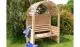 Dekorative Pergola-Bank für zwei Personen aus Lärchenholz: 129 x 196 x 74 cm Gartenbank mit Überdachung als Freisitz