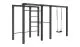 Das 138 x 380 x 220 cm Model 3 bietet zu den Reckstangen einen Schaukelsitz aus schwarzem Kunststoff (inkl. Karabinerhaken)