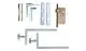 Torbeschlag A: Komplettsatz mit Drückergarnitur, Einsteckschloss PZ, Anschlagwinkel, 2 x Winkelband 600 mm (verstellbar, gekröpft), Schrauben