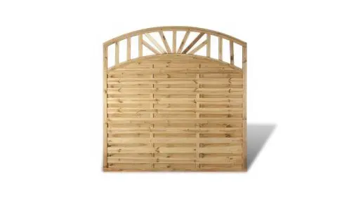 Ein Holzzaun mit einer Bogenform und einer La mmellenstärke von 5 x 73 mm (180 x 180 auf 160cm)