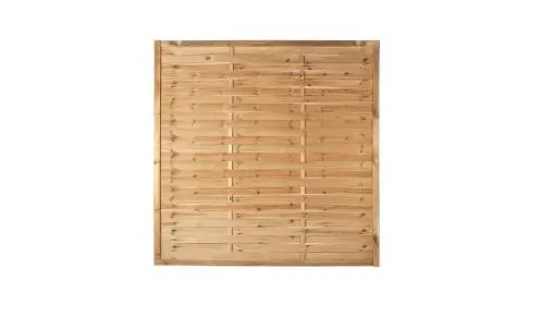 Ein 180 x 180cm Sichtschutzelement aus der Serie Lamellenzaun mit einer Rahmenstärke von 34 x 54 mm