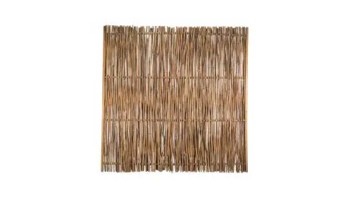 Sichtschutz aus Haselnuss mit senkrecht geflochtenen Ruten und einem Maß von 180 x 180cm 