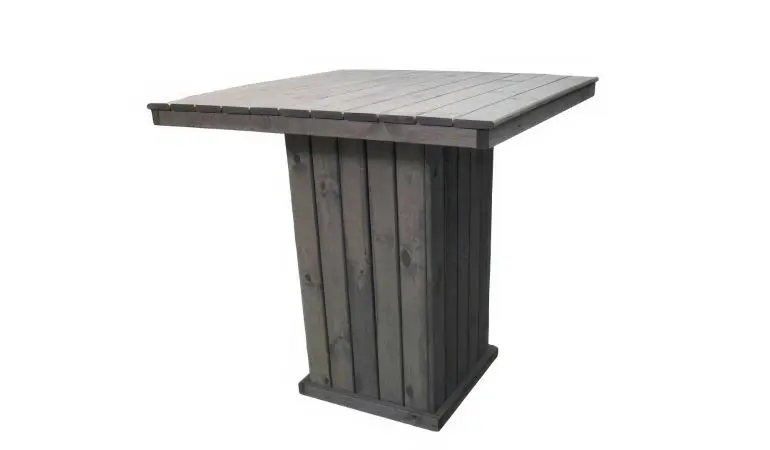 Robuster, anthrazitgrauer 100 x 100 x 110 cm Bartisch aus imprägniertem Kiefernholz. Die platzsparende Idee für den Garten und Balkon