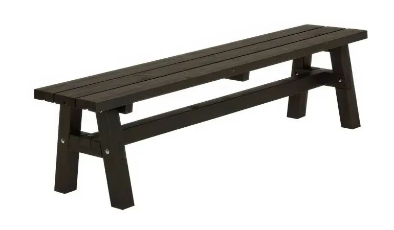 Schwarz farbgrundierte 177 x 37 x 46 cm Country Gartenbank aus massiven Holz-Elementen