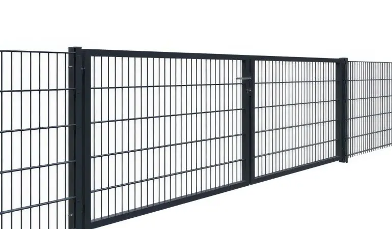 Die Doppeltore sind in Breiten von 300 und 400 cm, sowie in Höhen von 80 - 200 cm erhältlich und können direkt an die Zaunmatten angeschlossen werden