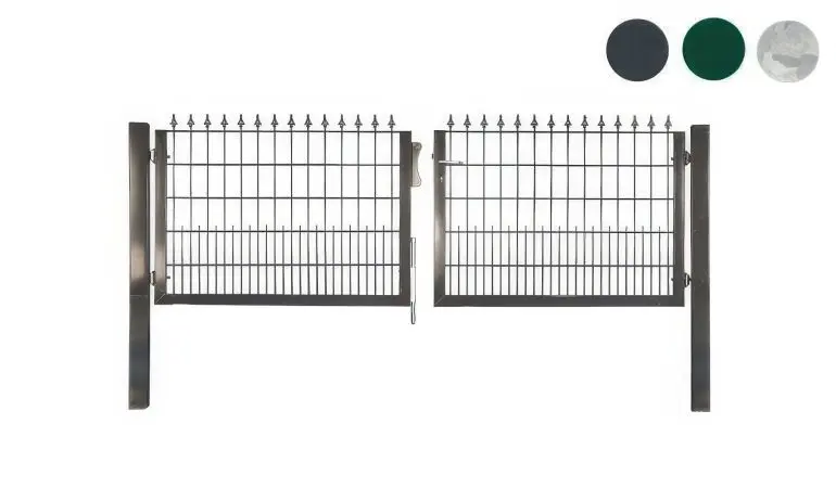 Schweres 3000 mm Doppeltor mit aufgesetzten Zierspitzen. Erhältlich 700, 900, 1100 und 1300 mm