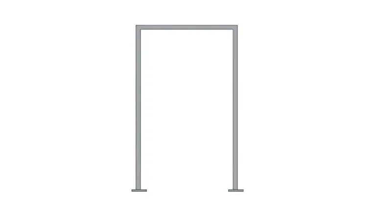 Die Edelstahl Torzarge Glas ist mit 30 cm Überstand zum direkt Einbetonieren oder mit gelochter Bodenplatte zum Aufschrauben (hier zu sehen) erhältlich