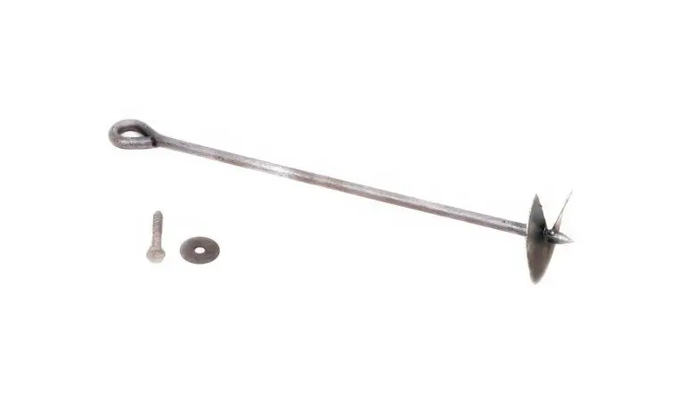 Für standsichere Spielgeräte aus Holz: 60 cm Erdanker aus Stahl. Lieferung erfolgt mit Holzschraube und Unterlegscheibe