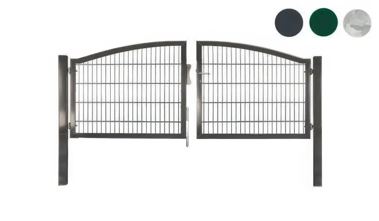 Für dekorative Grundstücks- und Hofeinfahrten: Zweiflügeliges 3000 mm Stabmattenzaun Tor mit Hochbogen