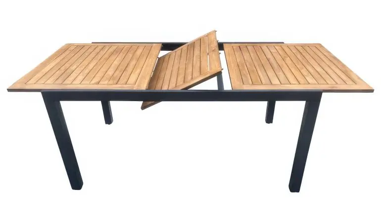 Ausziehbarer Holztisch für 4 bis 6 Personen. Für Familienfeiern, Grillabende oder andere gesellige Zusammenkünfte