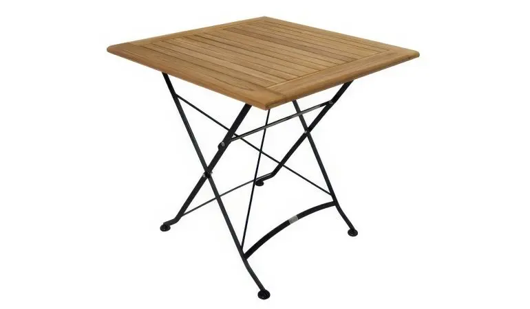 Garten-Klapptisch aus Flachstahl und zertifizierten Teakholz!