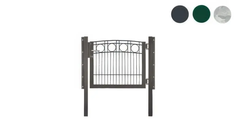 Die einflügelige 1000 mm Stabgitterzaun Tür ist in vier verschiedenen Höhen verfügbar: 600, 800, 1000 und 1200 mm