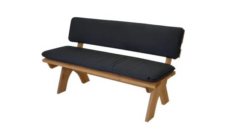 2-teiliges Sitzkissenset mit separatem Sitz- und Rückenpolster für 150 cm Gartenbänke. Die Bezüge sind bei 30 Grad waschbar